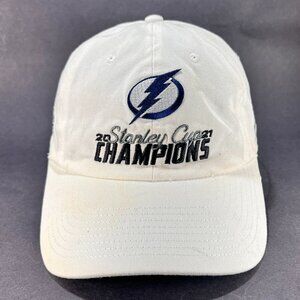 Tampa Bay Lightning Fanatics Mens White Strapback Hat Cap NHL Hockey Logo